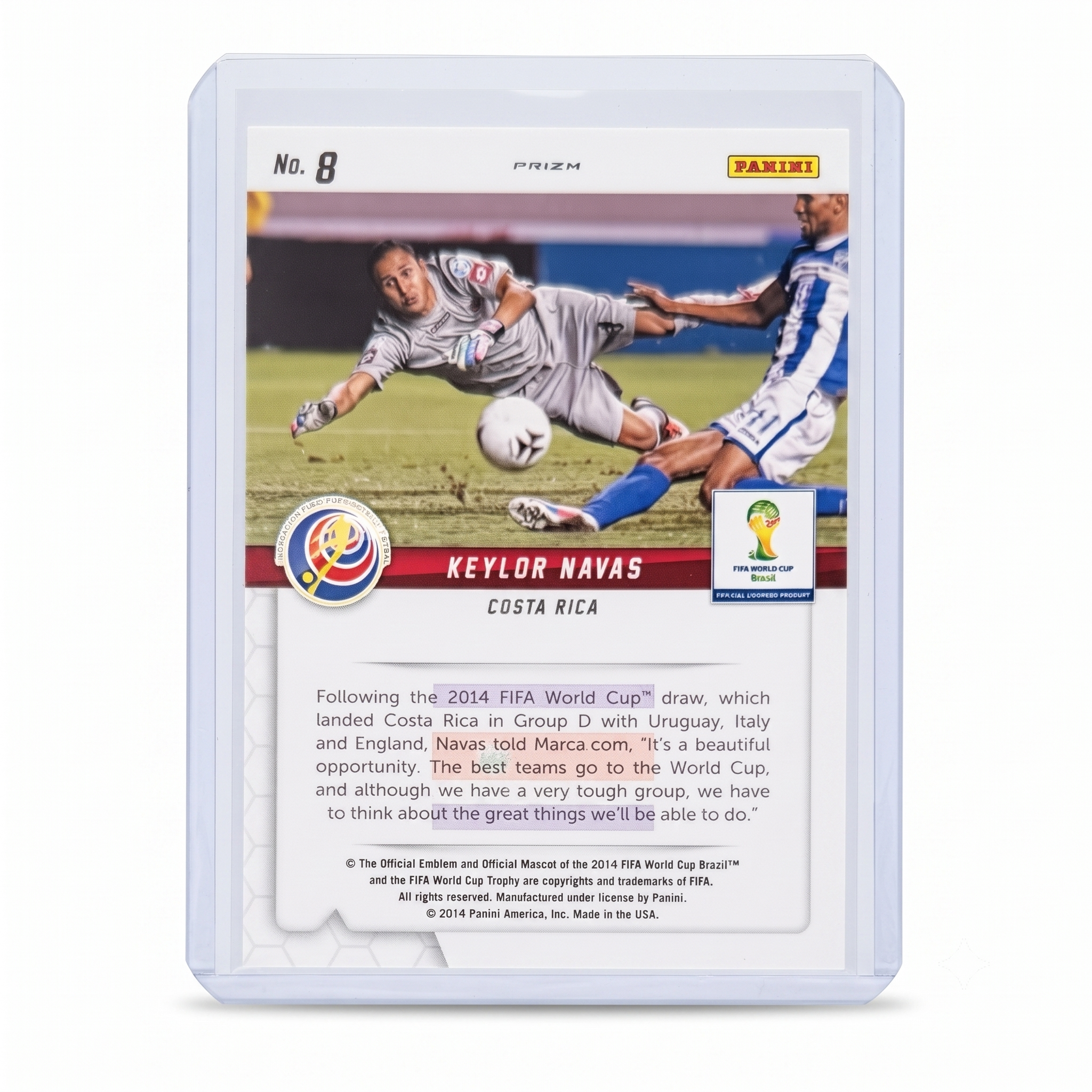 2014 Panini Prizm FWC Keylor Navas Guardians Red & Blue Wave Prizm #8