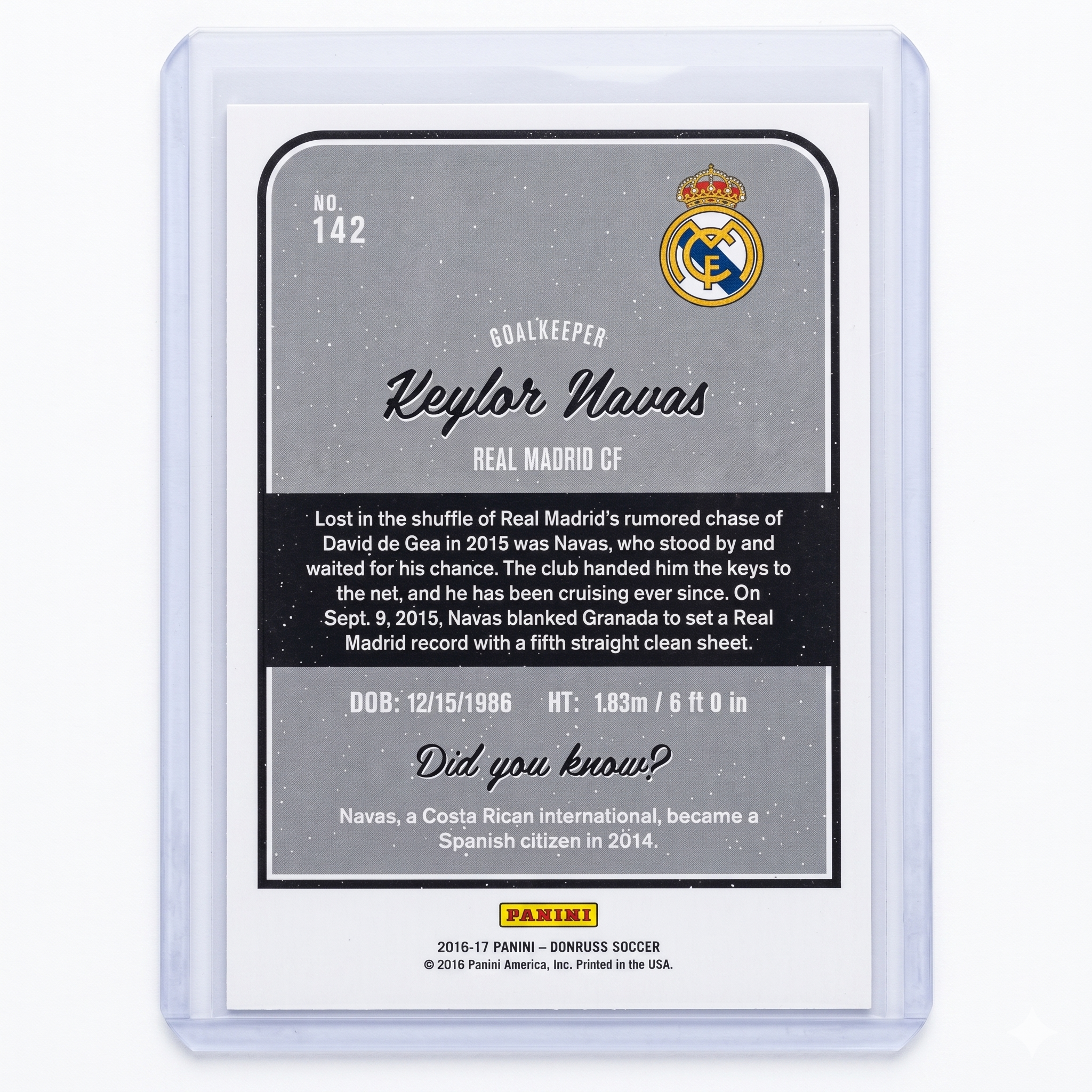 2016-17 Panini Donruss Keylor Navas #142