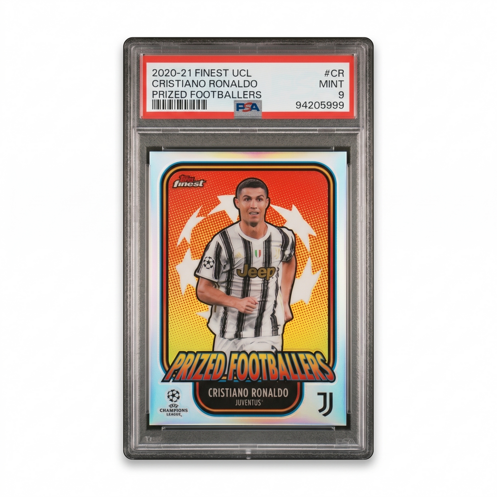 2020-2021 Topps Finest UCL Prized Footballers Refractor Cristiano Ronaldo #PF-CR SP PSA 9