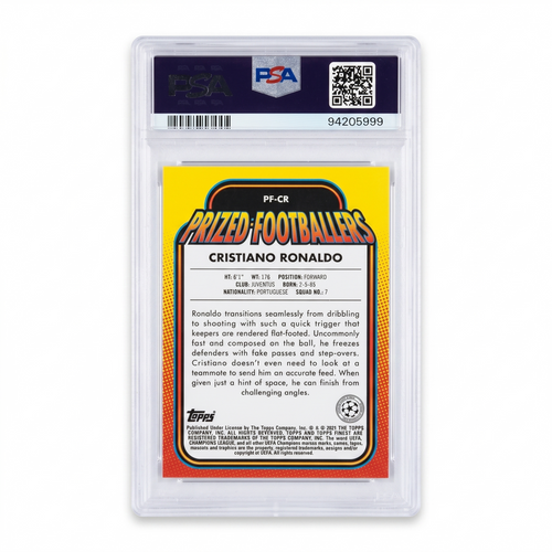 2020-2021 Topps Finest UCL Prized Footballers Refractor Cristiano Ronaldo #PF-CR SP PSA 9