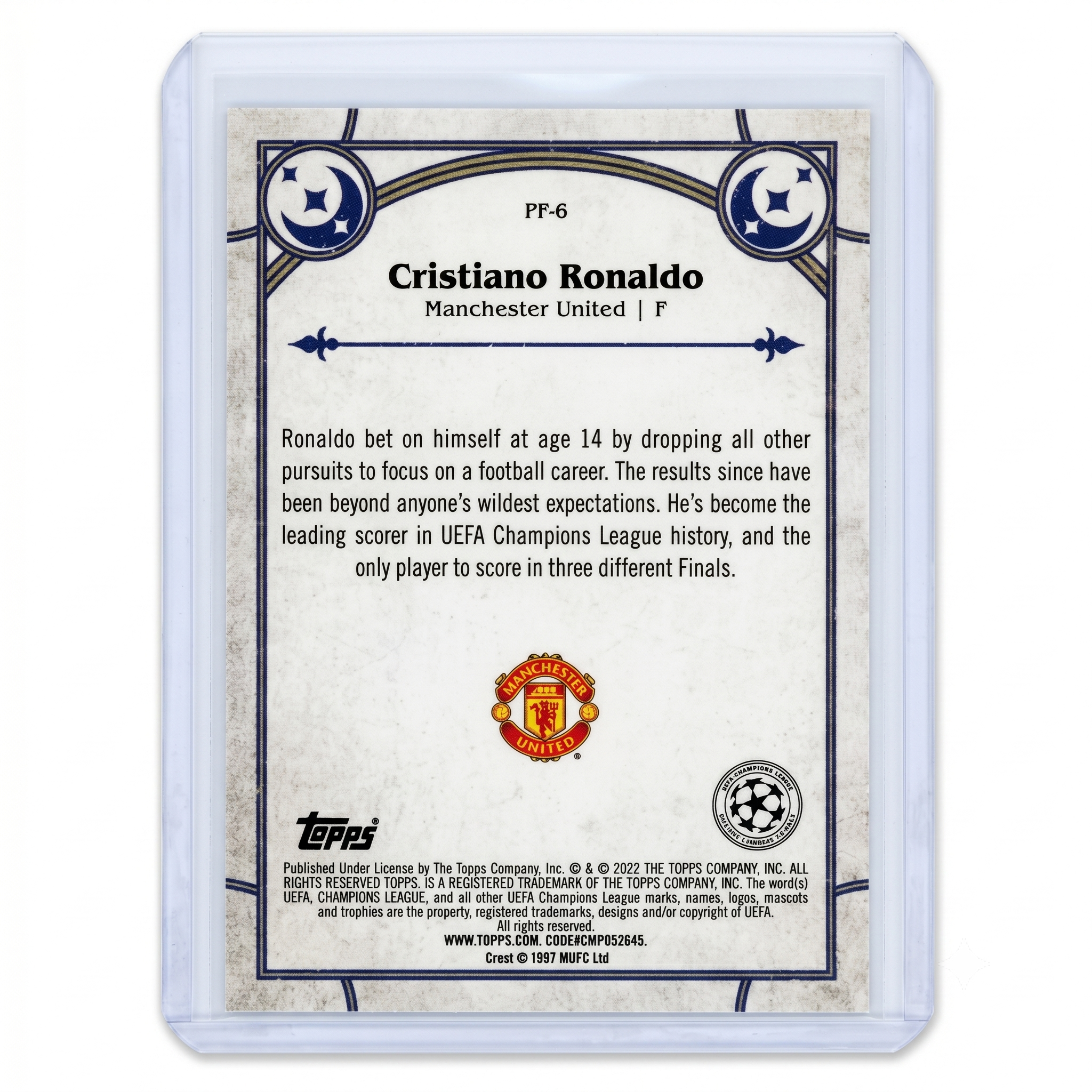 2021-22 Topps Merlin Collection Chrome UCL Cristiano Ronaldo Prophecy Fulfilled #PF-6