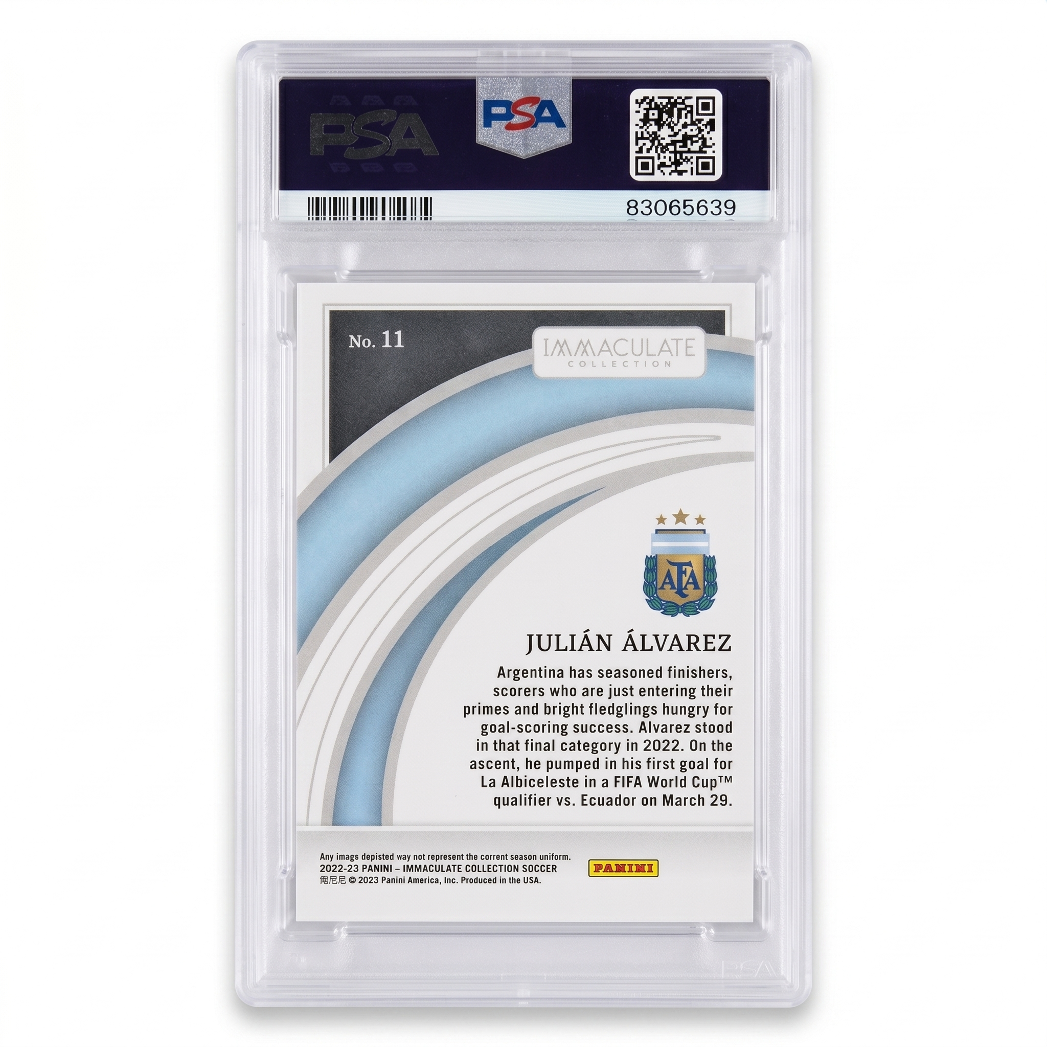 2022-23 Panini Immaculate JULIAN ALVAREZ 30/75 RC Bronze #11 PSA 9