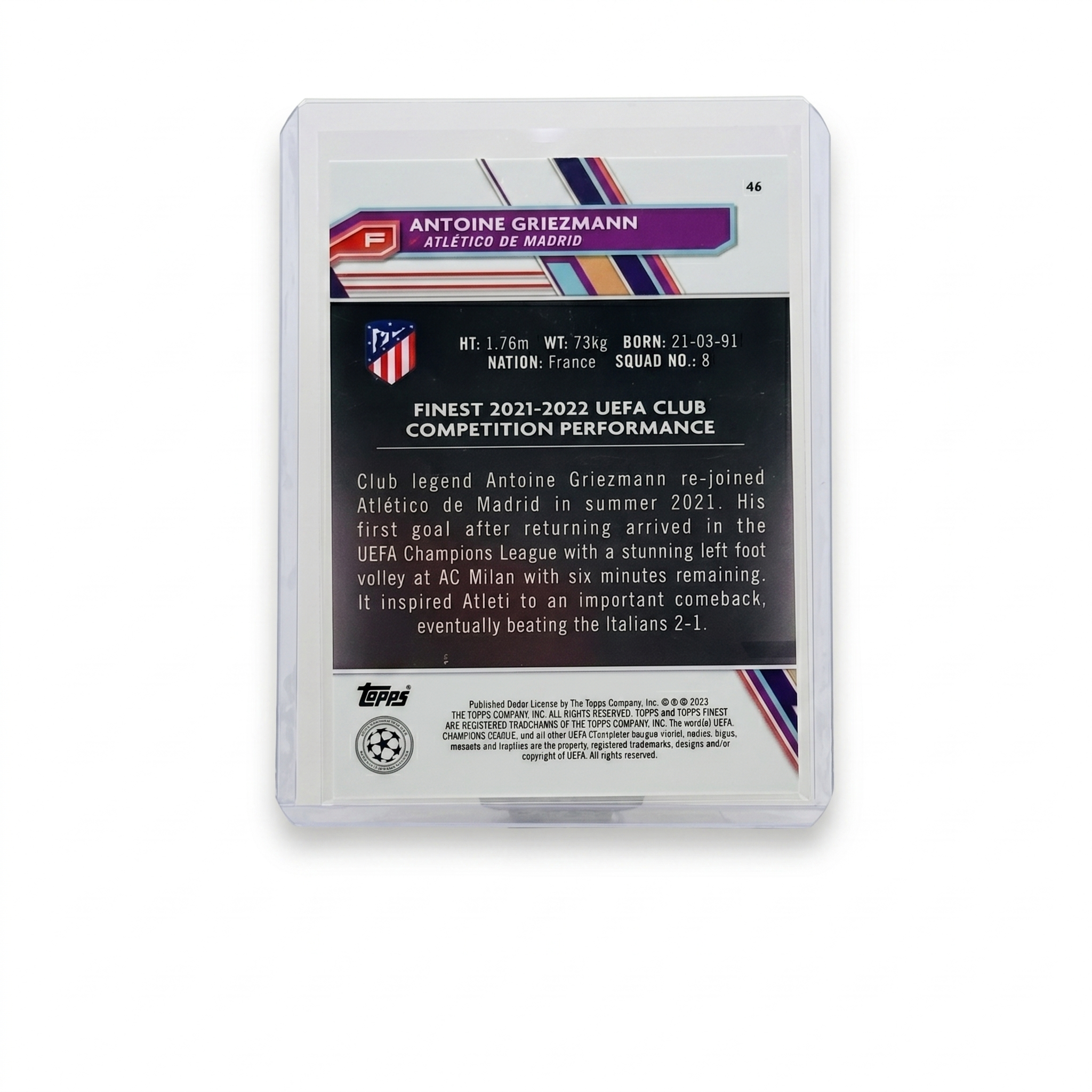 2022-23 Topps Finest UEFA Club Competitions Antoine Griezmann 03/25 #46