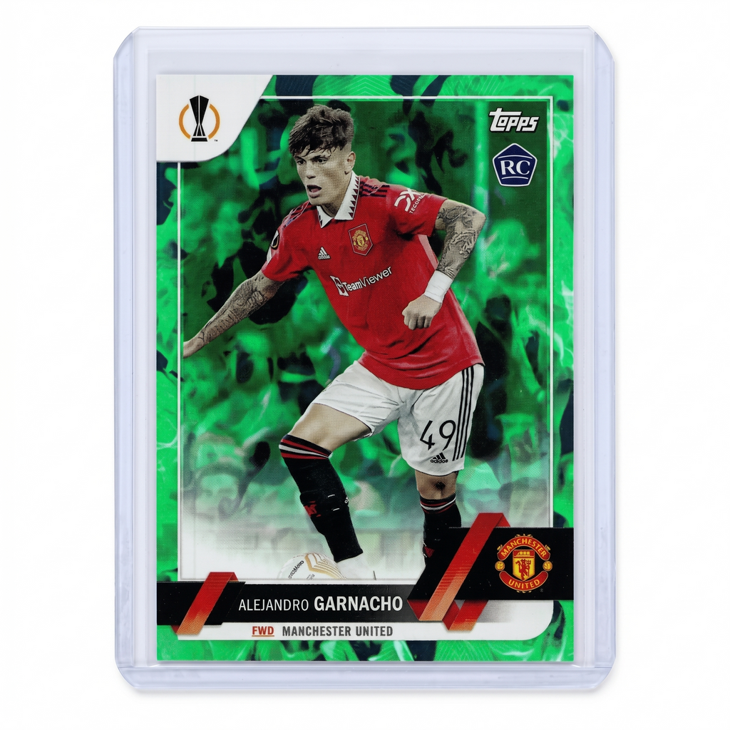 2022-23 Topps UEFA Club Alejandro Garnacho RC Green Refractor 090/125 #50