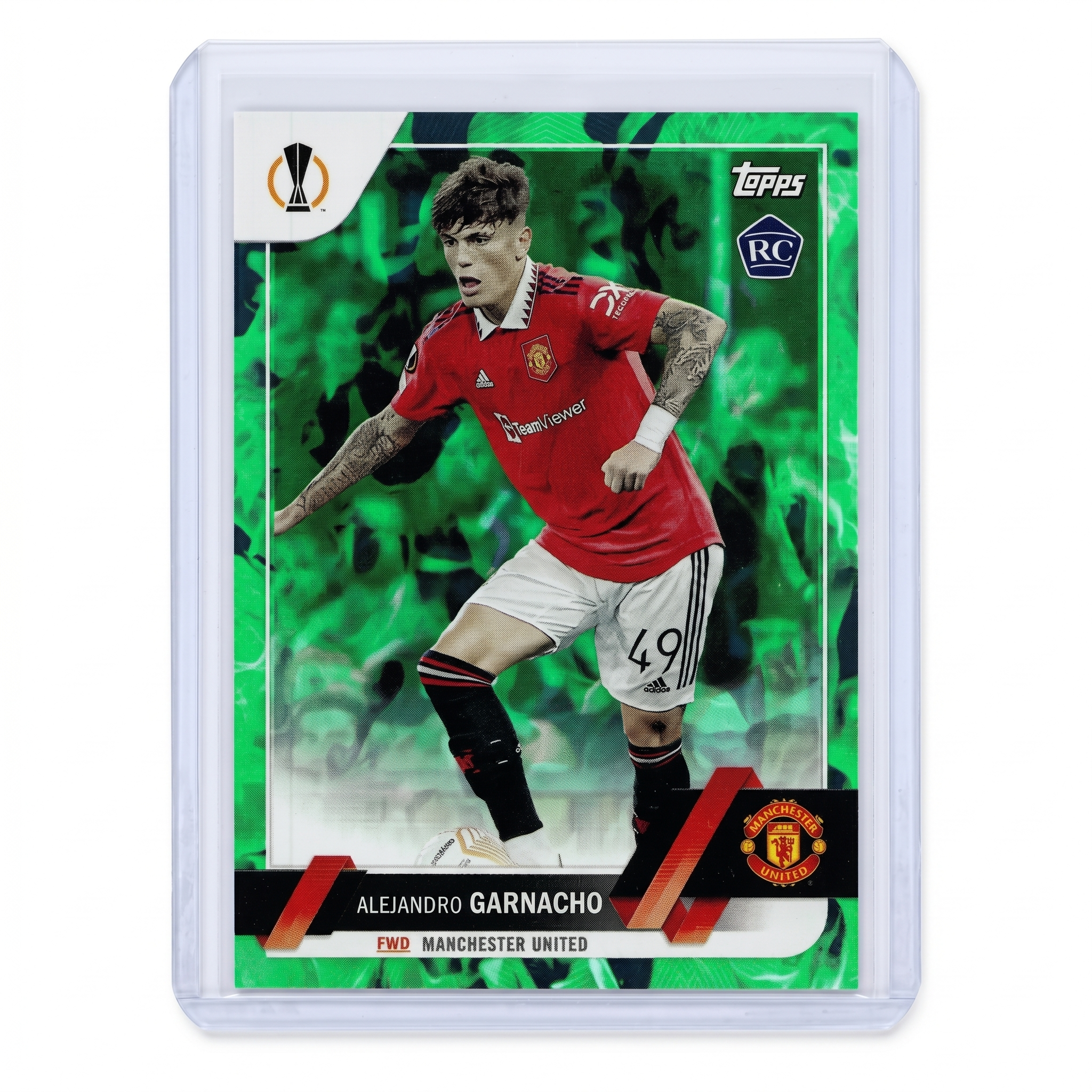 2022-23 Topps UEFA Club Alejandro Garnacho RC Green Refractor 090/125 #50