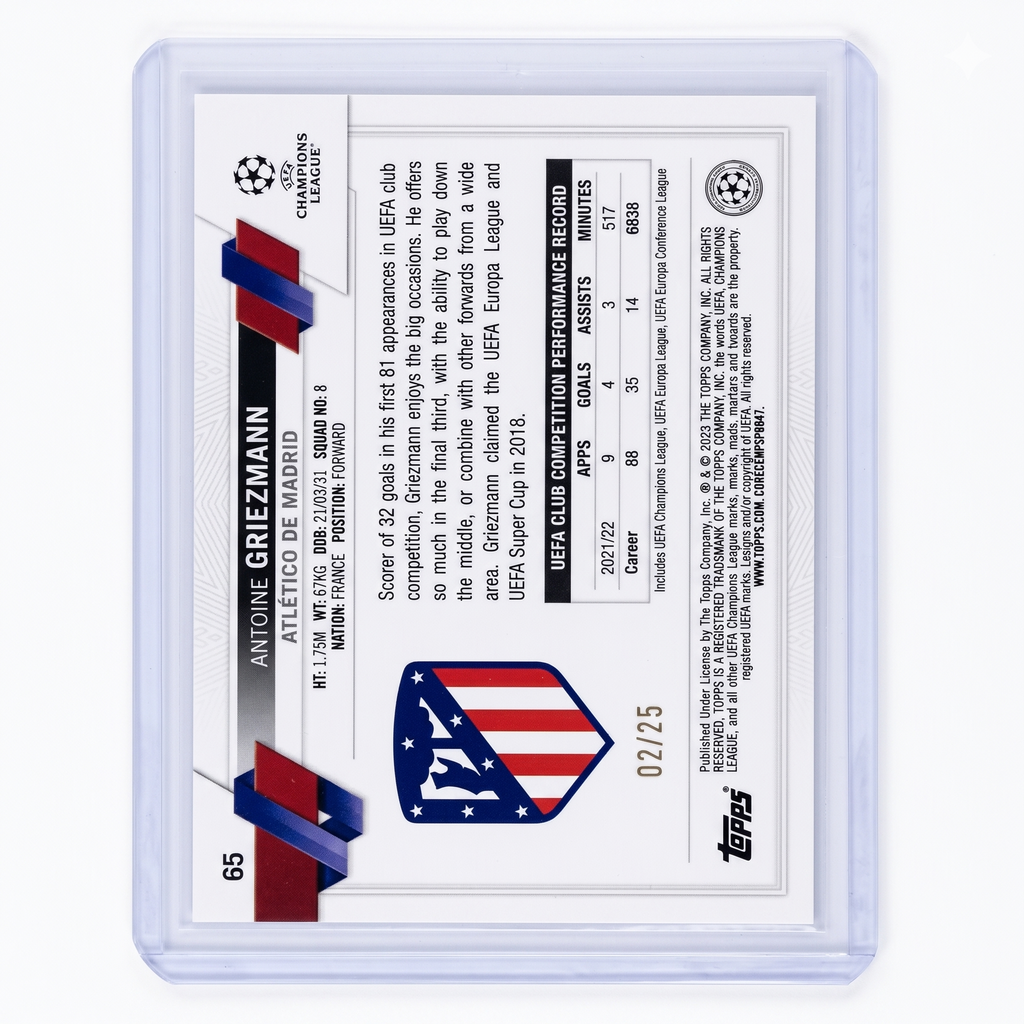 2022-23 Topps UEFA Jade Orange Foil #65 Antoine Griezmann 02/25 SP #65