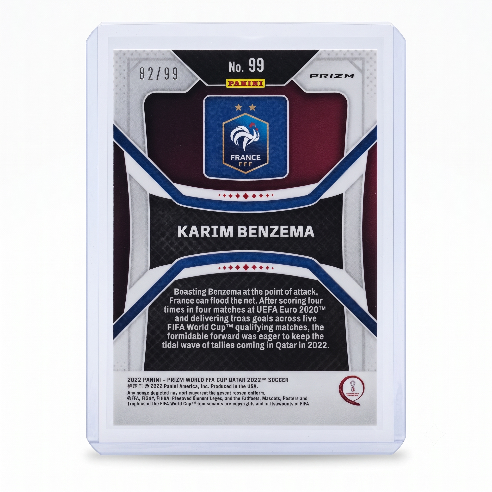 2022 Panini Prizm FWC QATAR22 Karim Benzema RED MOJO PRIZM 82/99 #99