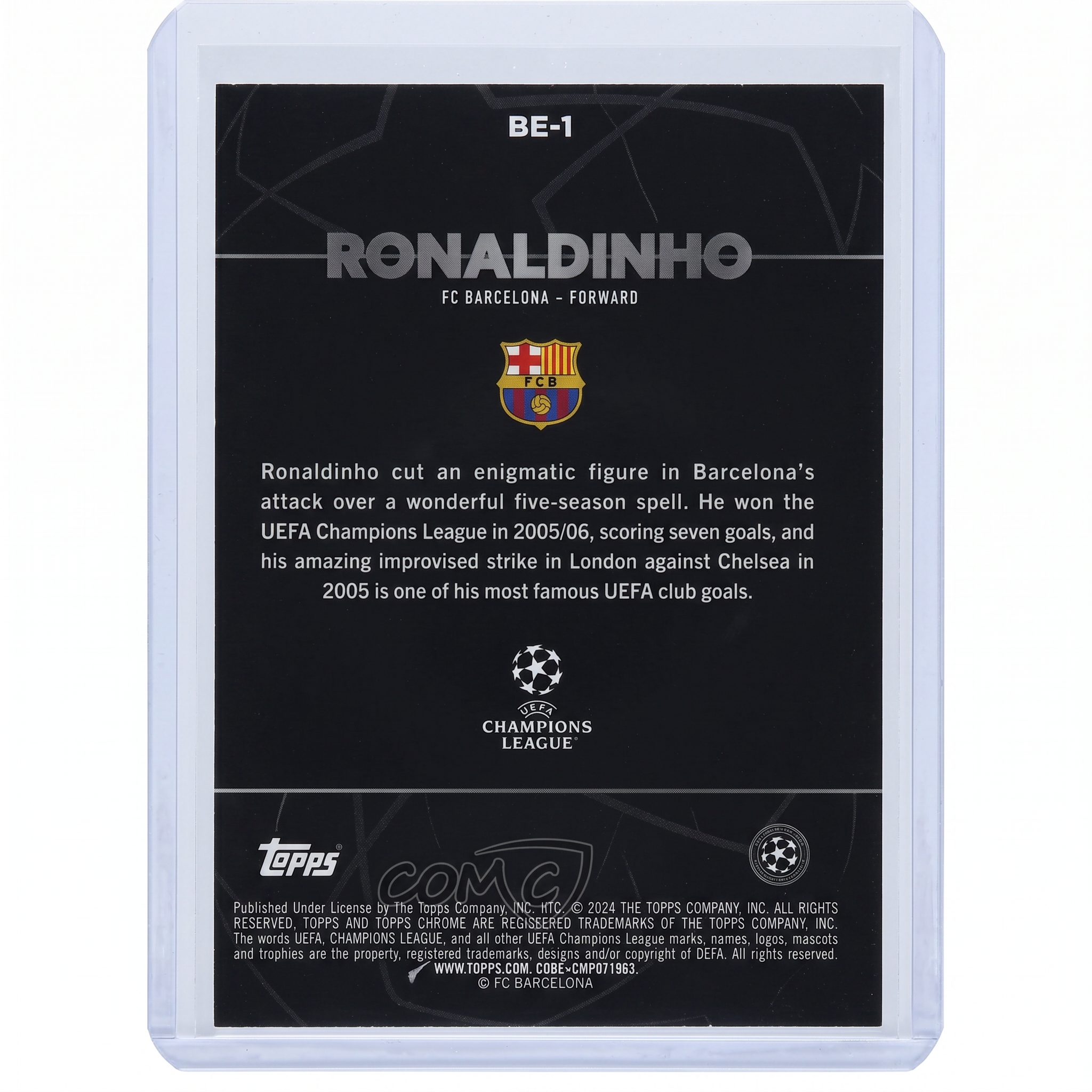 2023-24 Topps Chrome UEFA Club Competitions Shadow Etch Ronaldinho #BE-1