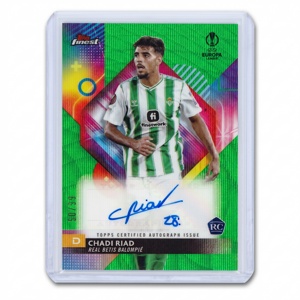 2023-24 Topps Finest UEFA Autograph Neon Green Wave Refractor Chadi Riad  RC 50/99 #A-RI
