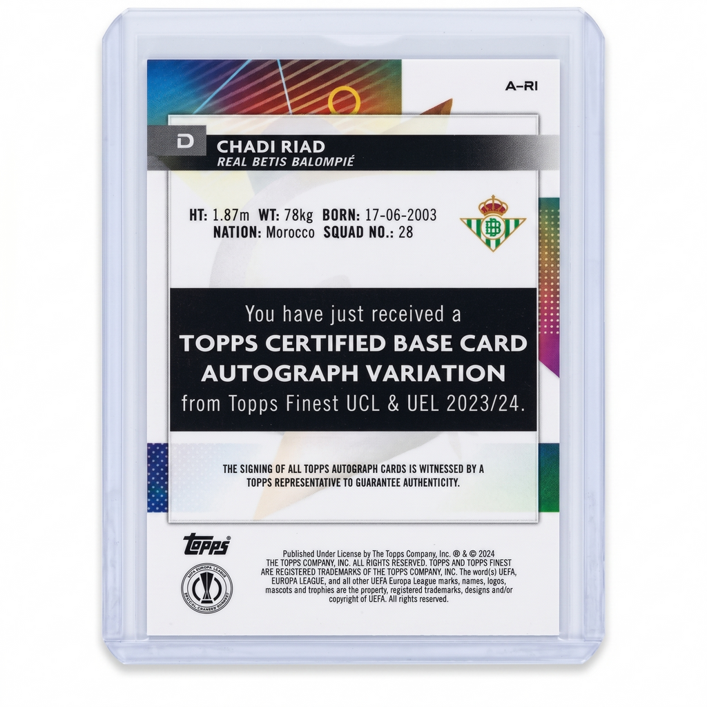 2023-24 Topps Finest UEFA Autograph Neon Green Wave Refractor Chadi Riad  RC 50/99 #A-RI