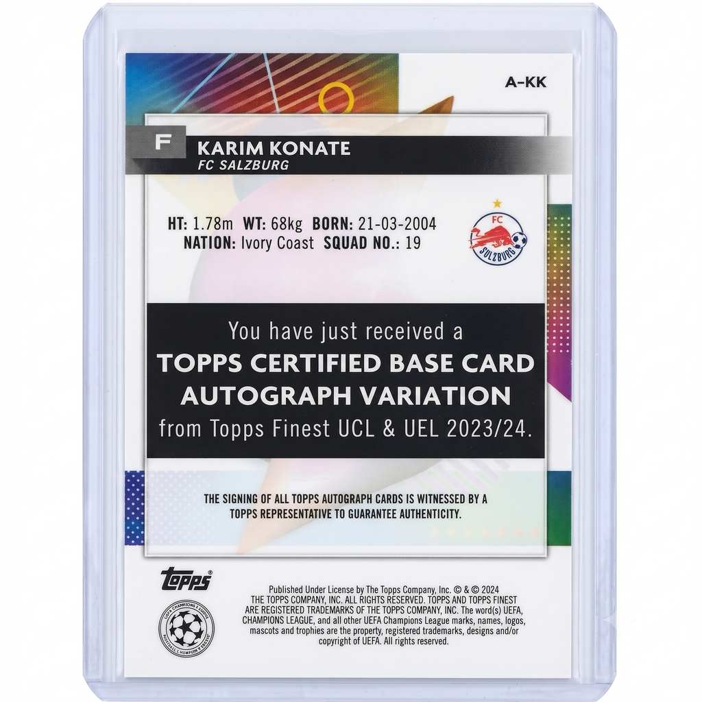 23-24 Topps Finest UEFA Karim Konate RC Base Auto #A-KK