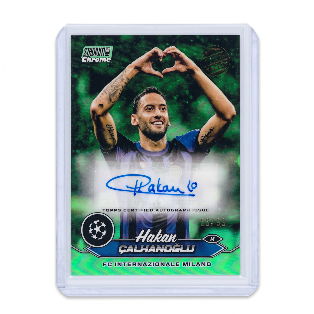 2023-24 Topps Stadium Club Chrome Hakan Calhanoglu Auto Members Only Neon Green 36/99