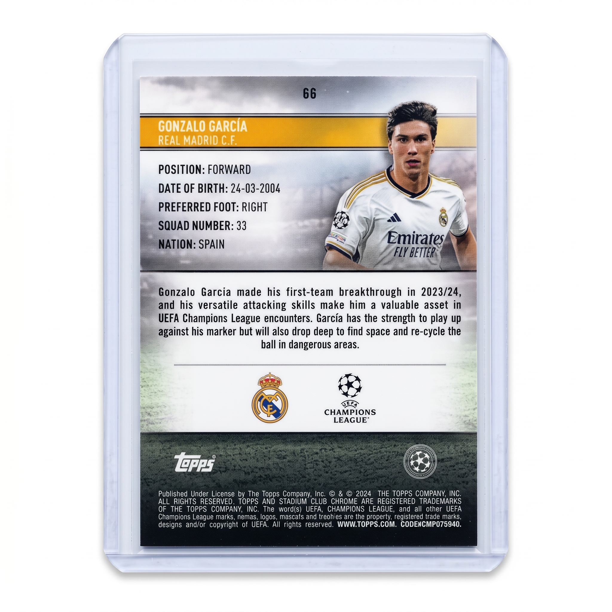 2023-24 Topps Stadium Club Chrome UCL Gonzalo Garcia #66 (RC)