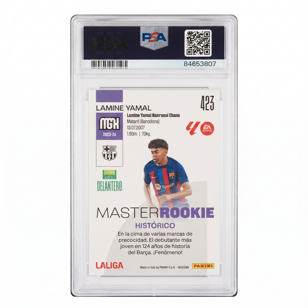 2023 PANINI MEGACRACKS LA LIGA EA SPORTS LAMINE YAMAL RC #423 PSA 9