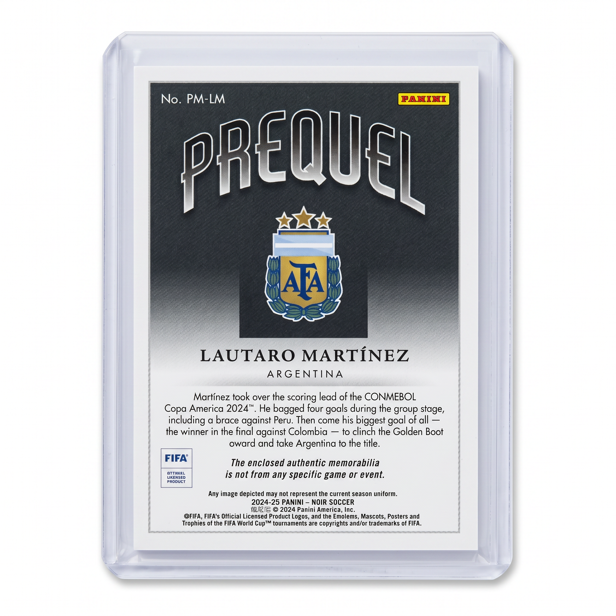 2024-25 Panini Noir Lautaro Martinez Prequel Patch Silver 43/65 Argentina