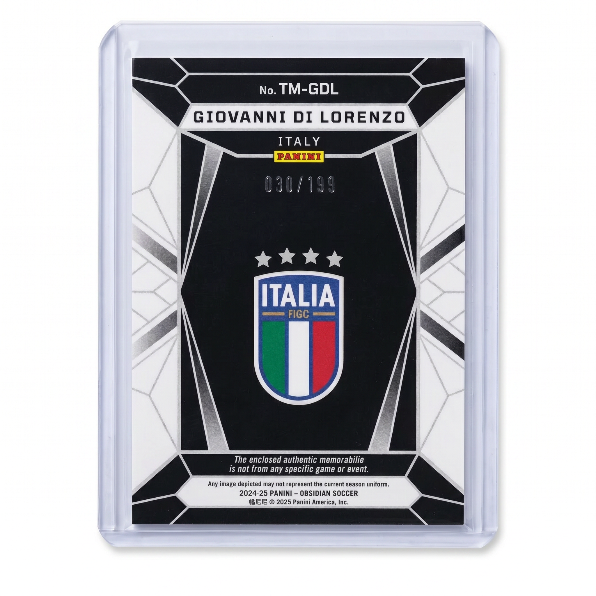 2024-25 Panini Obsidian Giovanni Di Lorenzo Trifecta Material 030/199 TM-GDL
