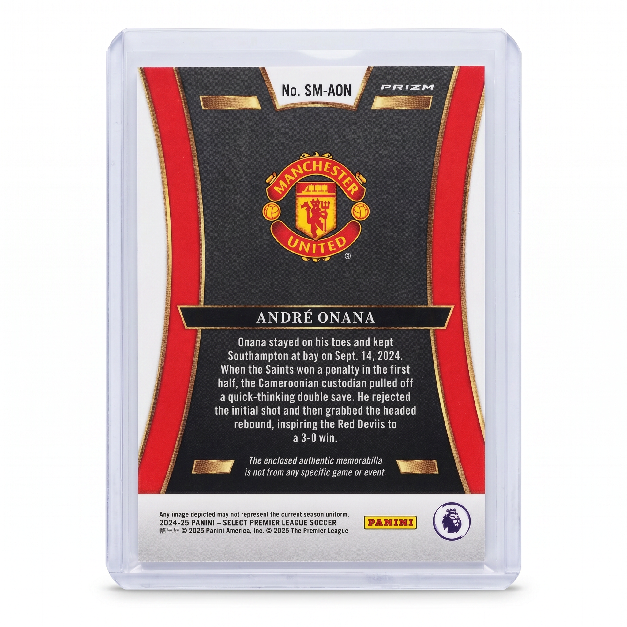 24-25 Panini Select EPL Andre Onana Patch Silver Prizm Memorabilia SP #SM-AON