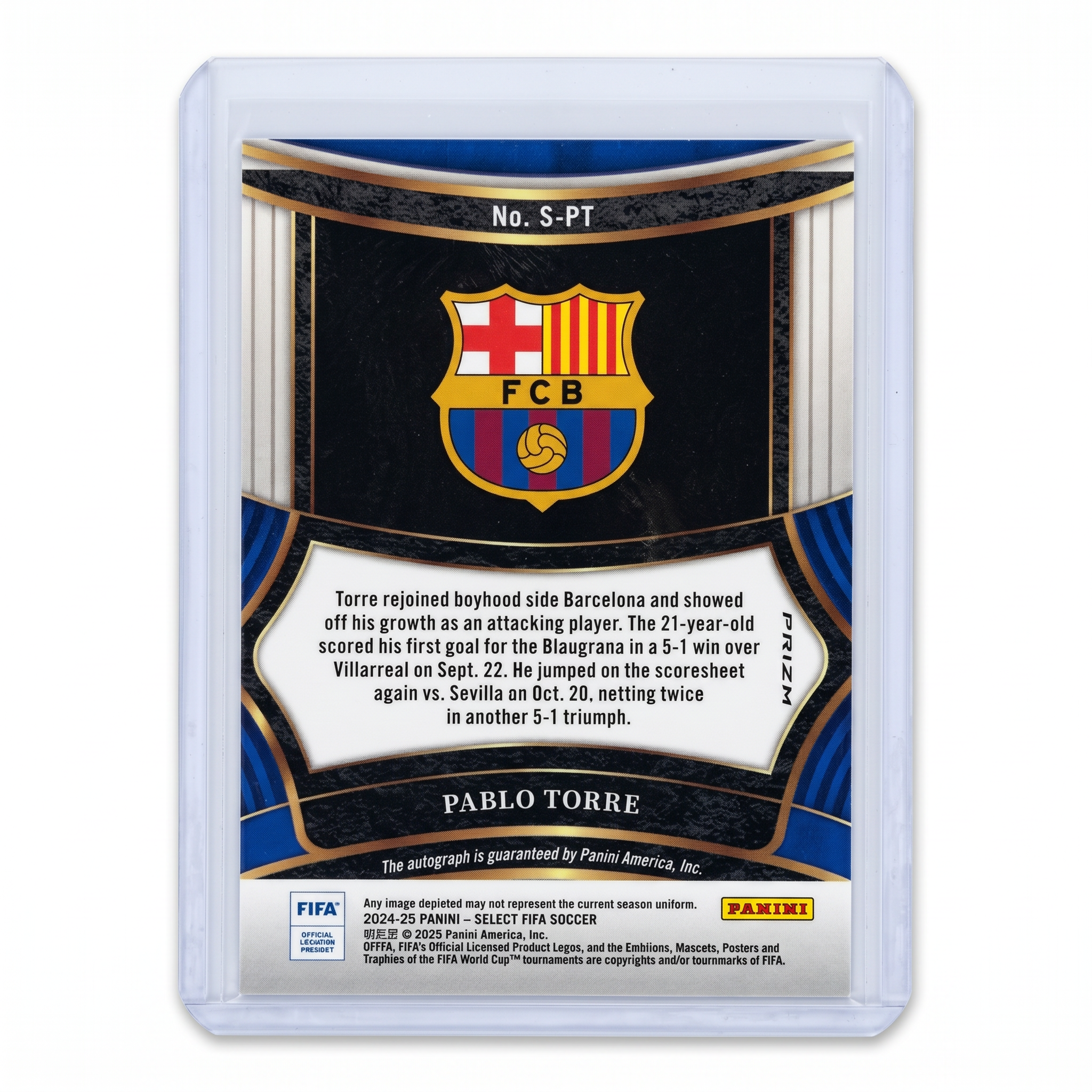 2024-25 Panini Select FIFA Pablo Torre Signatures Silver Auto #S-PT Barcelona
