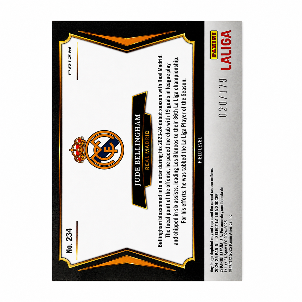2024-25 Panini Select La Liga - Field Level Jude Bellingham #234 Pink Mojo Prizm 020/179