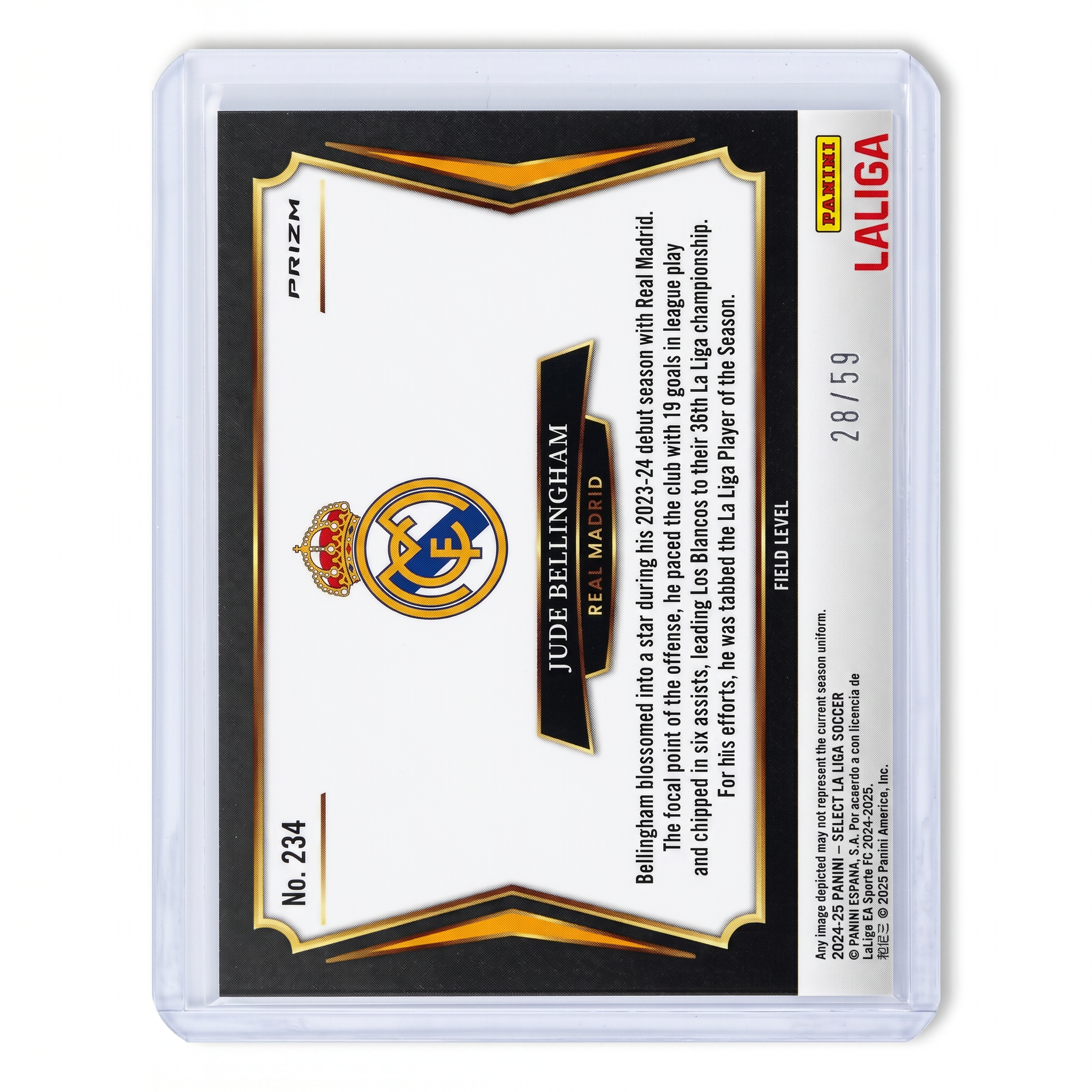 2024-25 Select La Liga Jude Bellingham #234 Field Level Bronze Checker 28/59