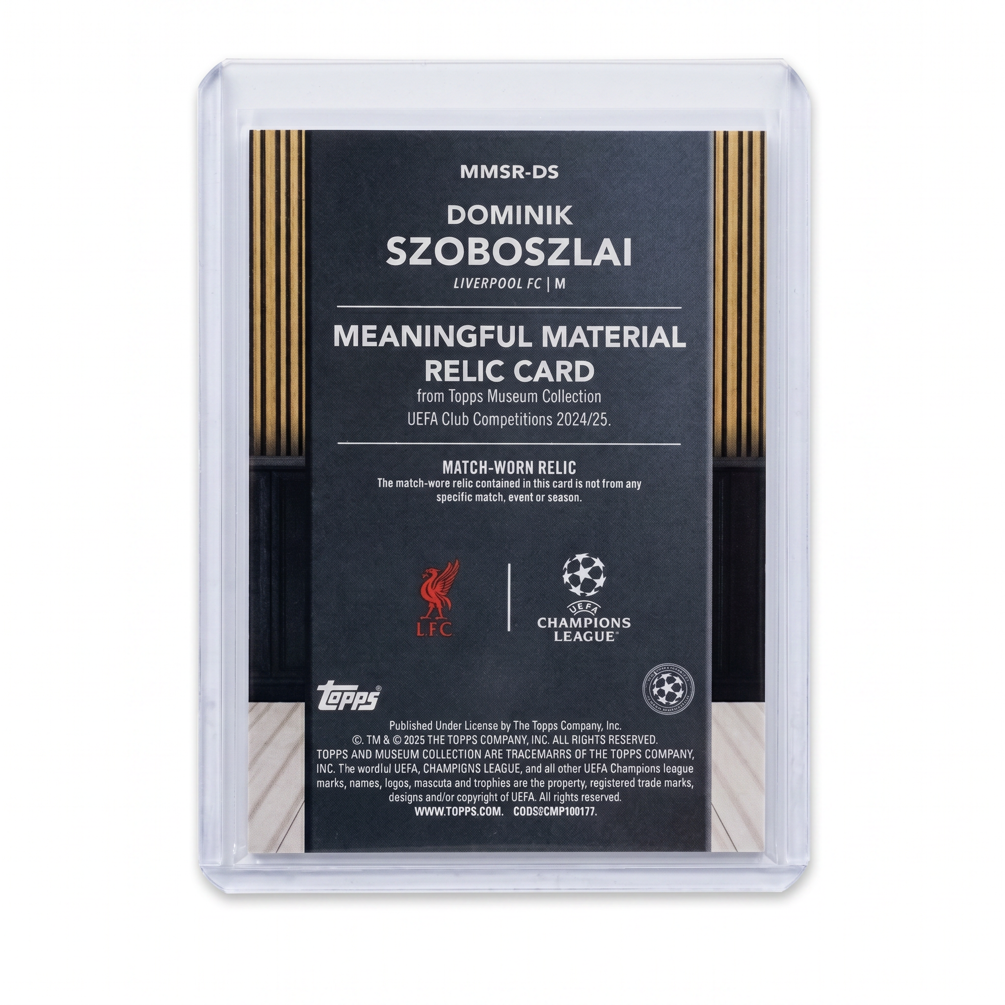 2024-25 TOPPS MUSEUM DOMINIK SZOBOSZLAI  ROSE QUARTZ PATCH 287/299 MMSR-DS