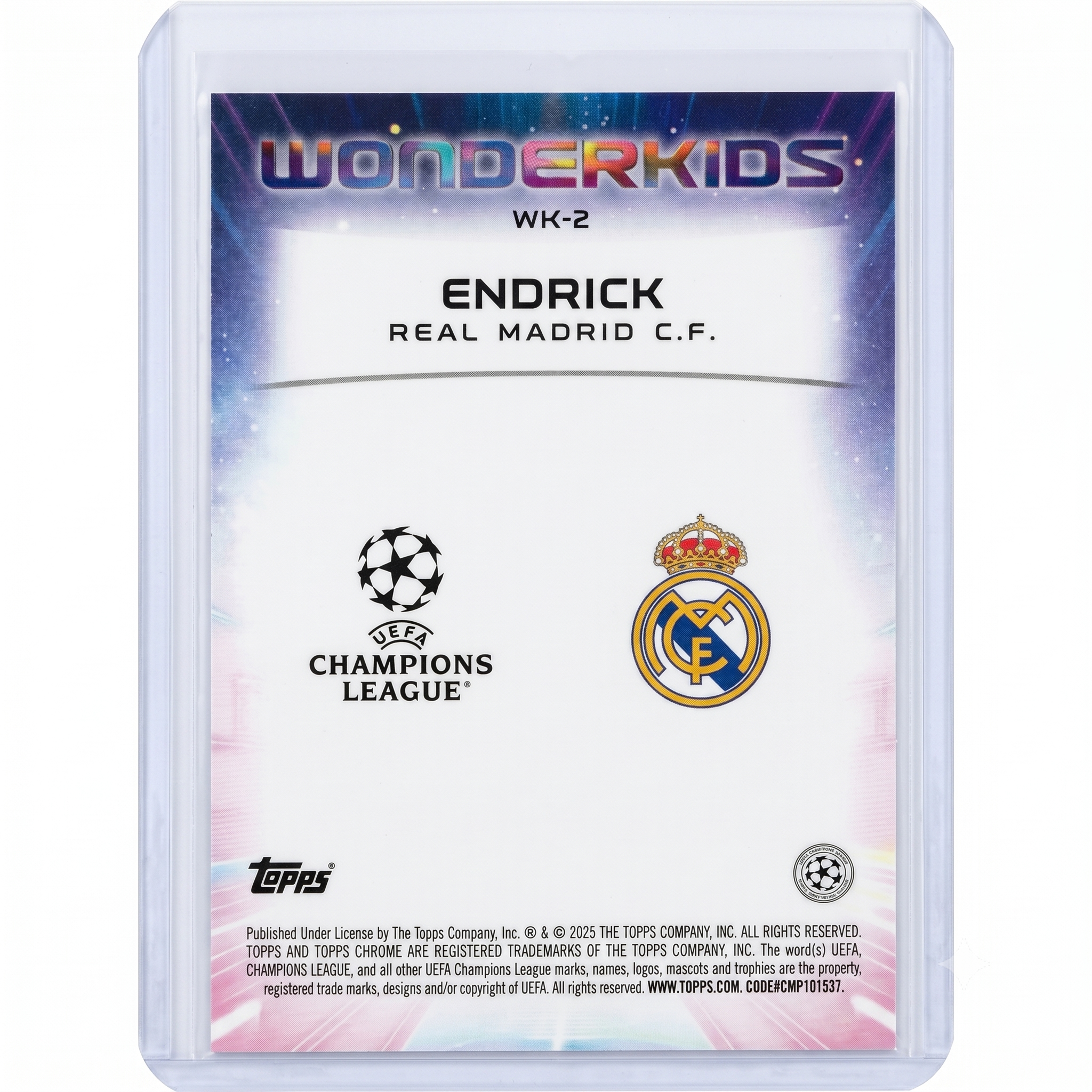 2024-25 Topps Chrome UEFA Endrick RC Wonderkids #WK-2