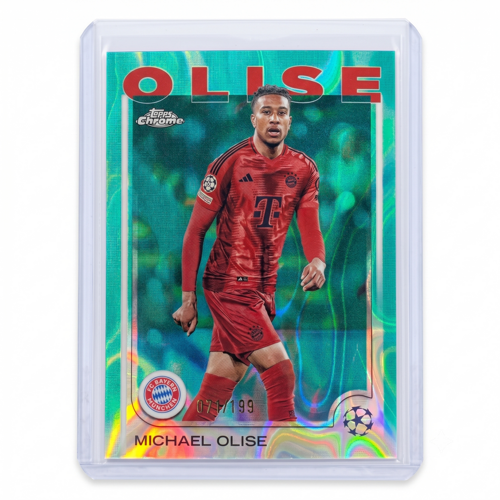 24-25 Topps Chrome UEFA Michael Olise Aqua Lava Refractor 002/199 #81