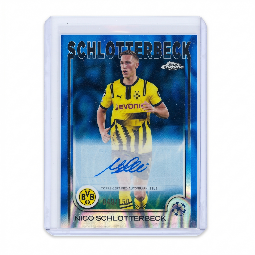 2024-25 Topps Chrome UEFA Nico Schlotterbeck Autograph Blue Lava 049/150 #CA-NS