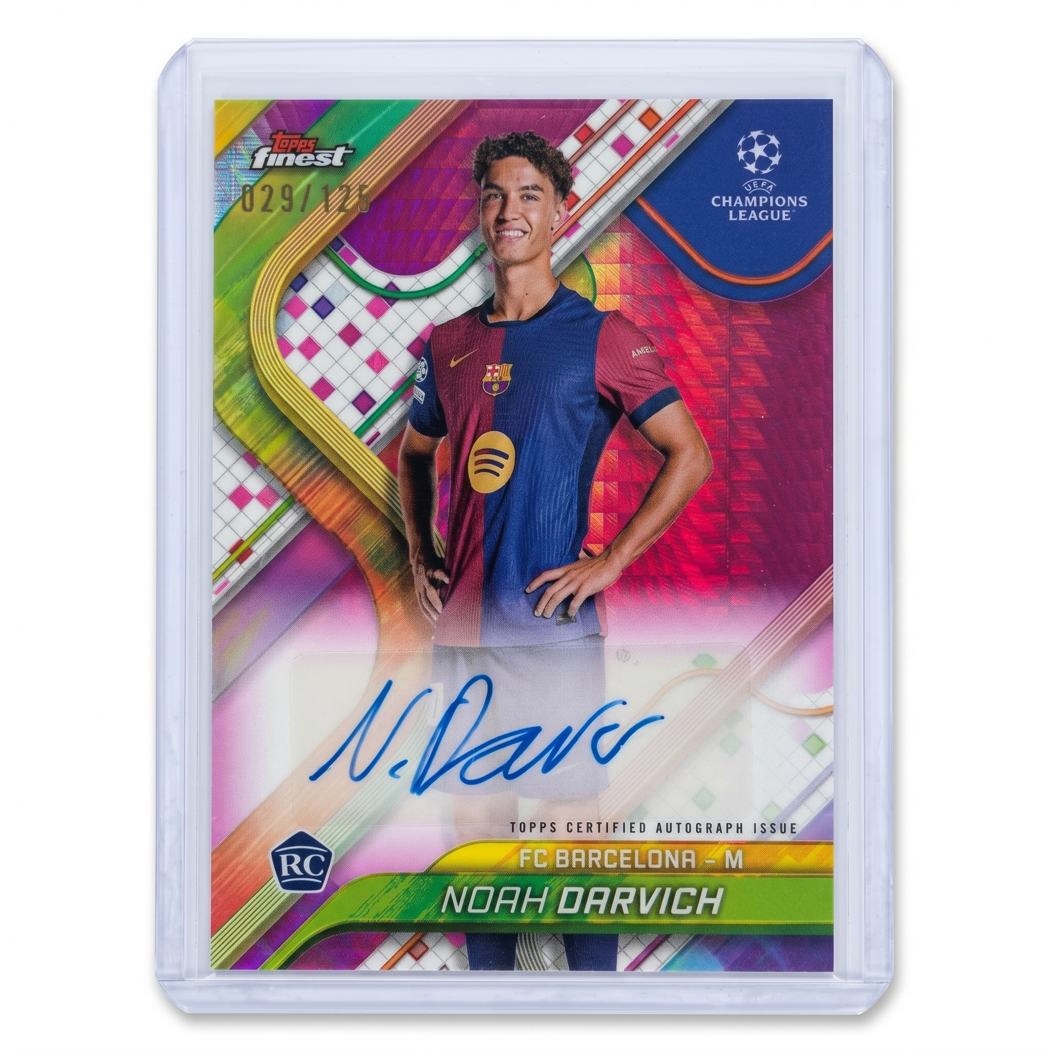 2024-25 Topps Finest NOAH DARVICH RC Auto Pink Prism Refractor 029/125 #BA-ND