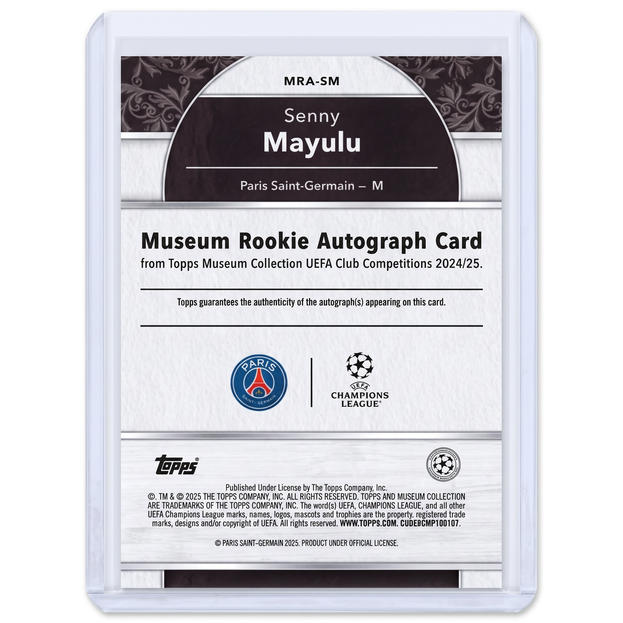 2024-25 Topps Museum UCC Rookie Senny Mayulu  Auto RC 26/75 #MRA-SM