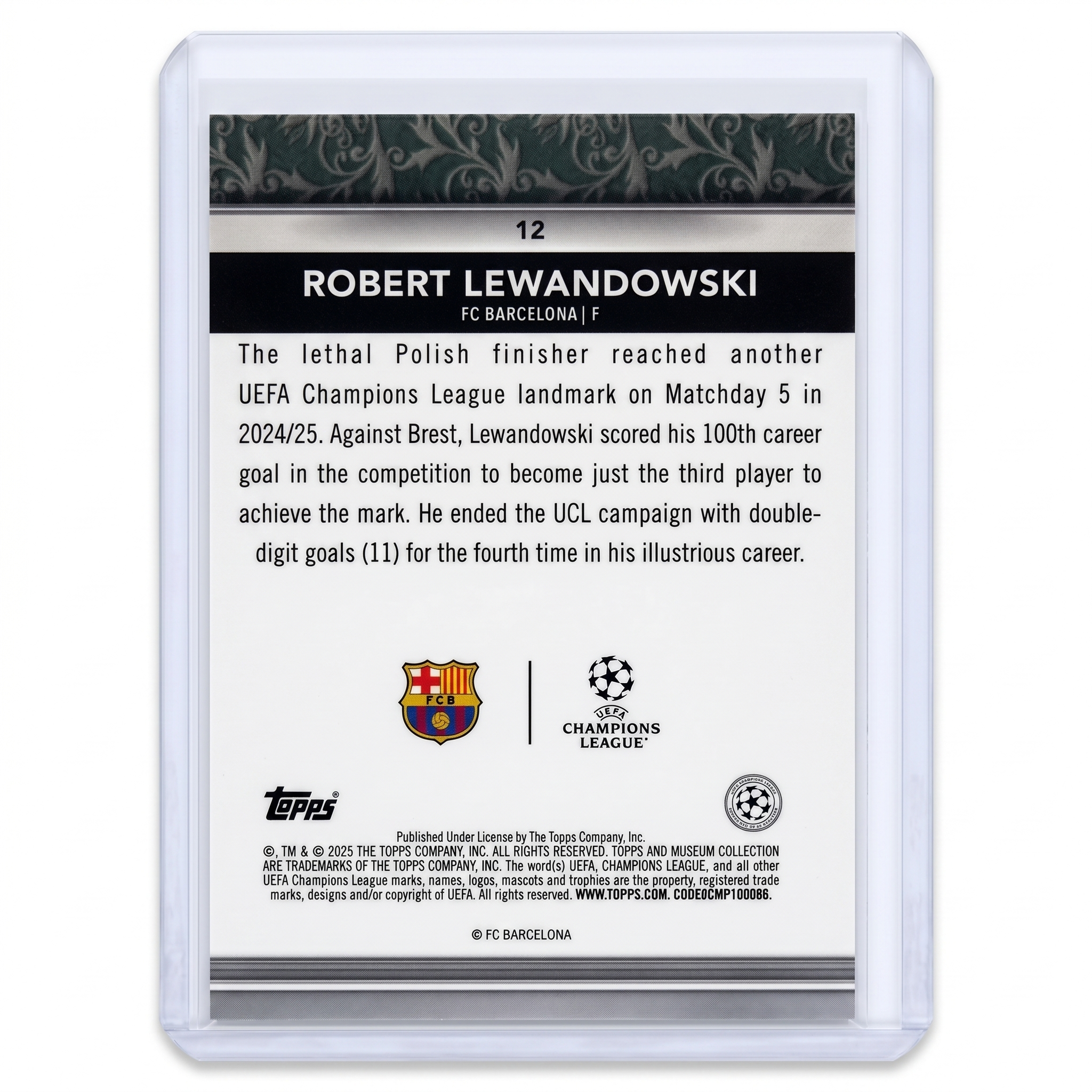 2024-25 Topps Museum UEFA Robert Lewandowski #12