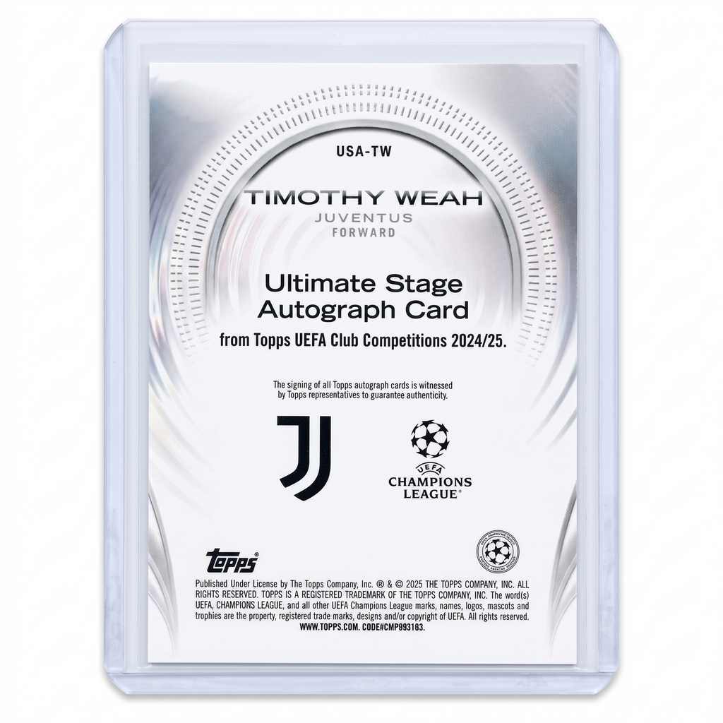 2024-25 Topps UEFA Club Competitions TIMOTHY WEAH Ultimate Stage Auto #USA-TW