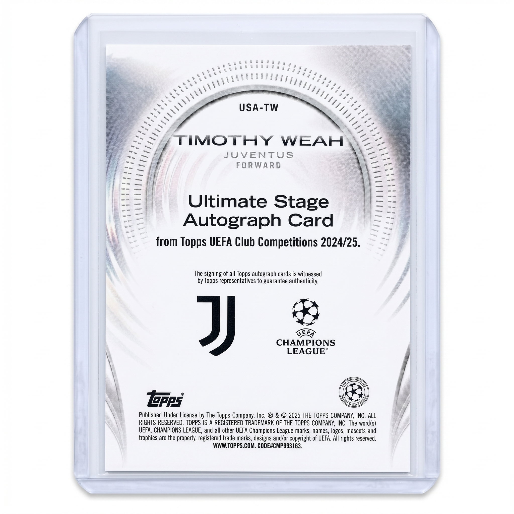 2024-25 Topps UEFA Club Competitions TIMOTHY WEAH Ultimate Stage Auto #USA-TW