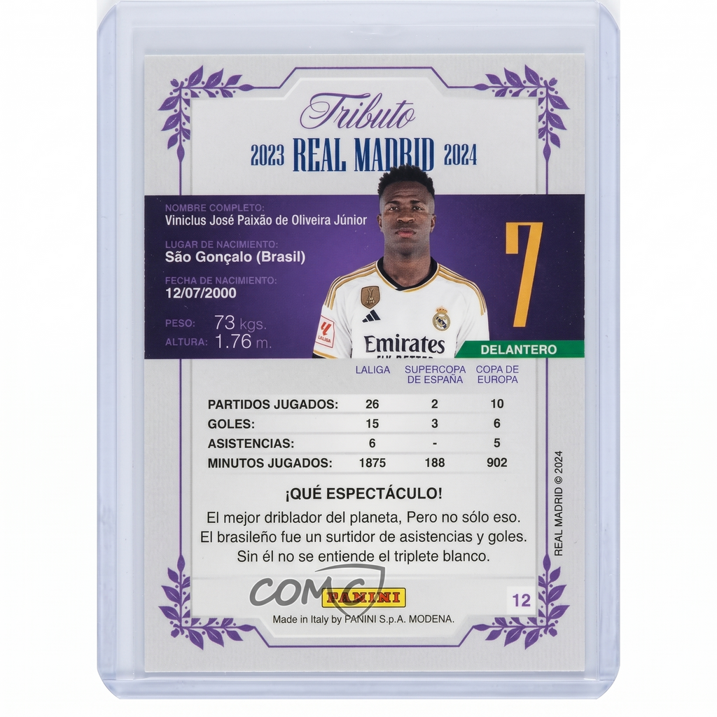 2024 Panini THREE TIME CHAMPIONS REAL MADRID Vini Jr #12