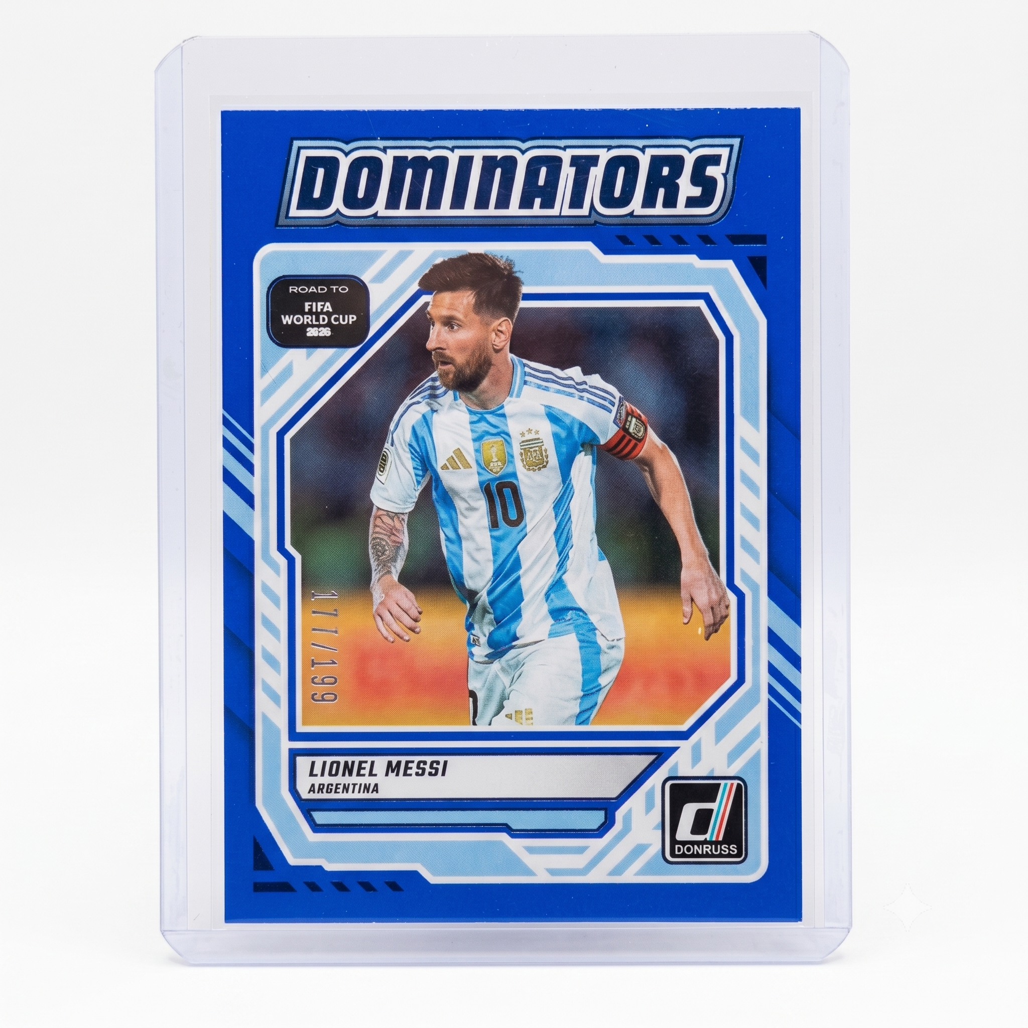 2025-26 Donruss Road to FIFA World Cup Lionel Messi Dominators Blue 177/199 #3
