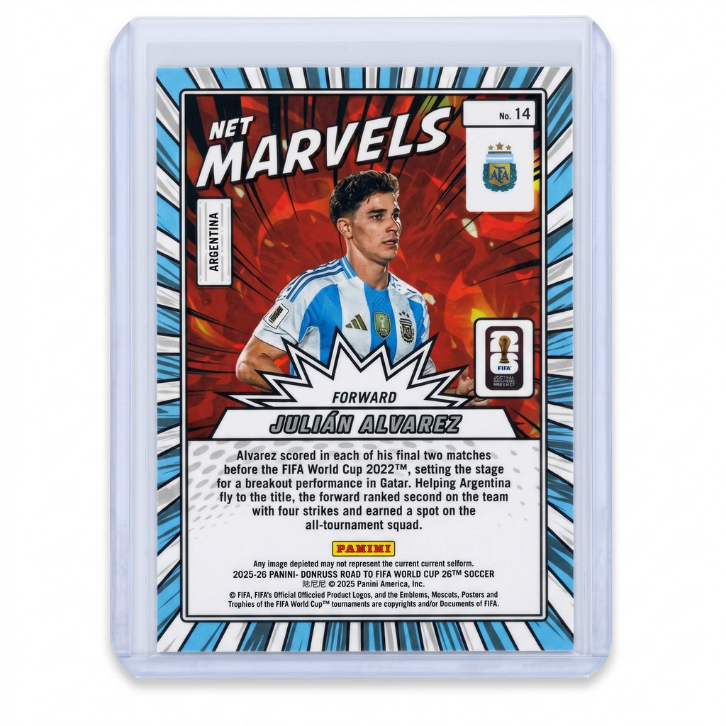 2025-26 Panini Donruss Road to FIFA World Cup Julian Alvarez Net Marvels #14