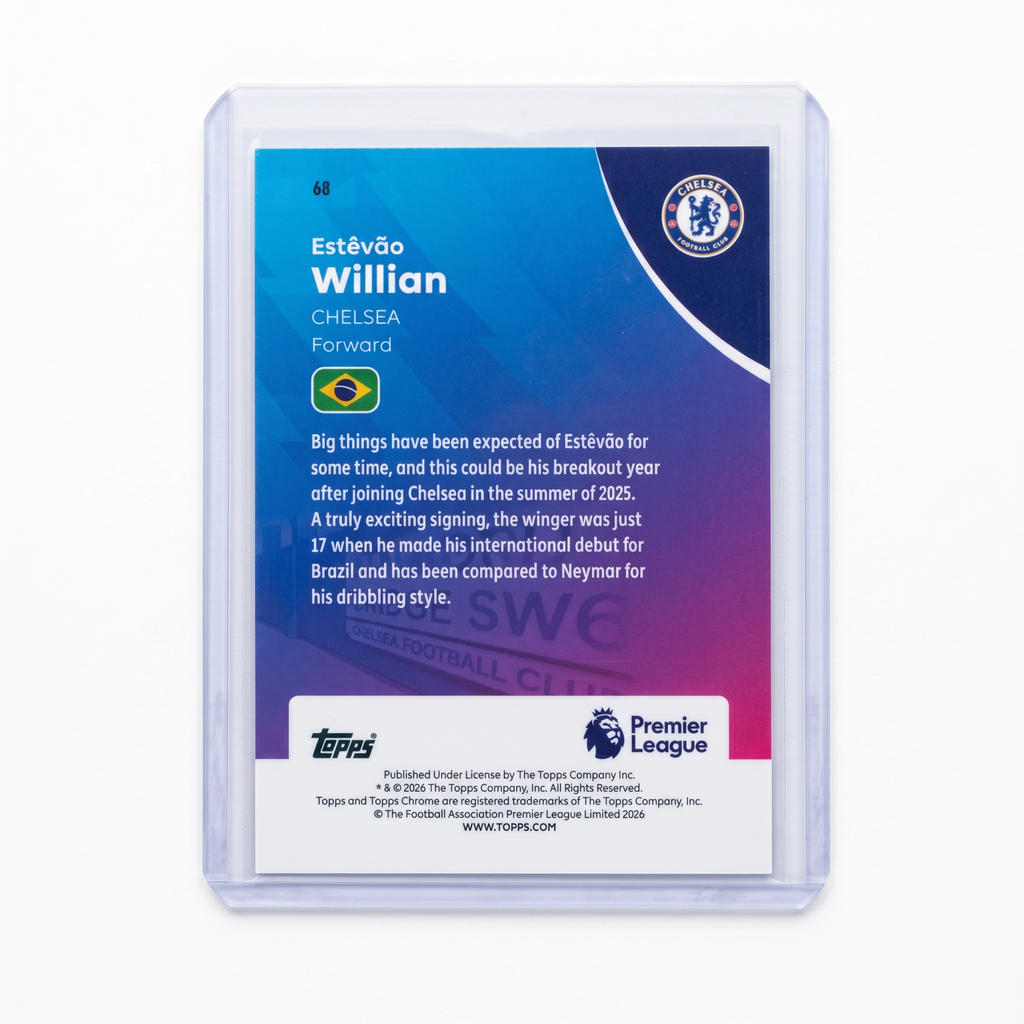 2025-26 Topps Chrome EPL Estevao Willian Rookie RC Chelsea FC #68