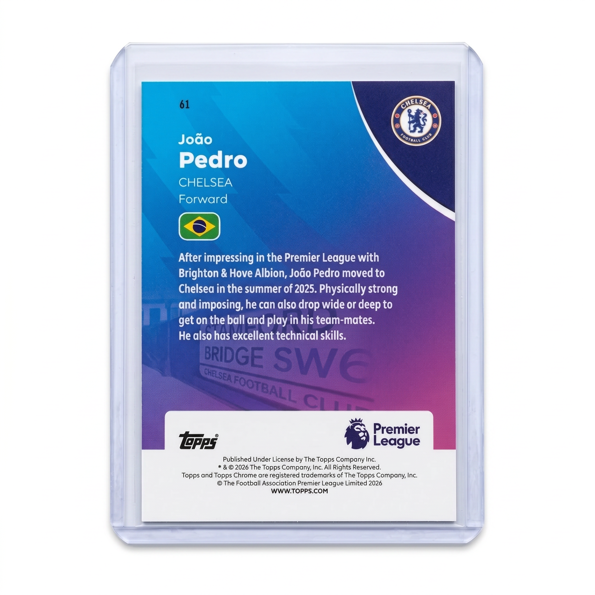 2025-26 Topps Chrome Premier League Joao Pedro Purple Refractor 24/75 #61