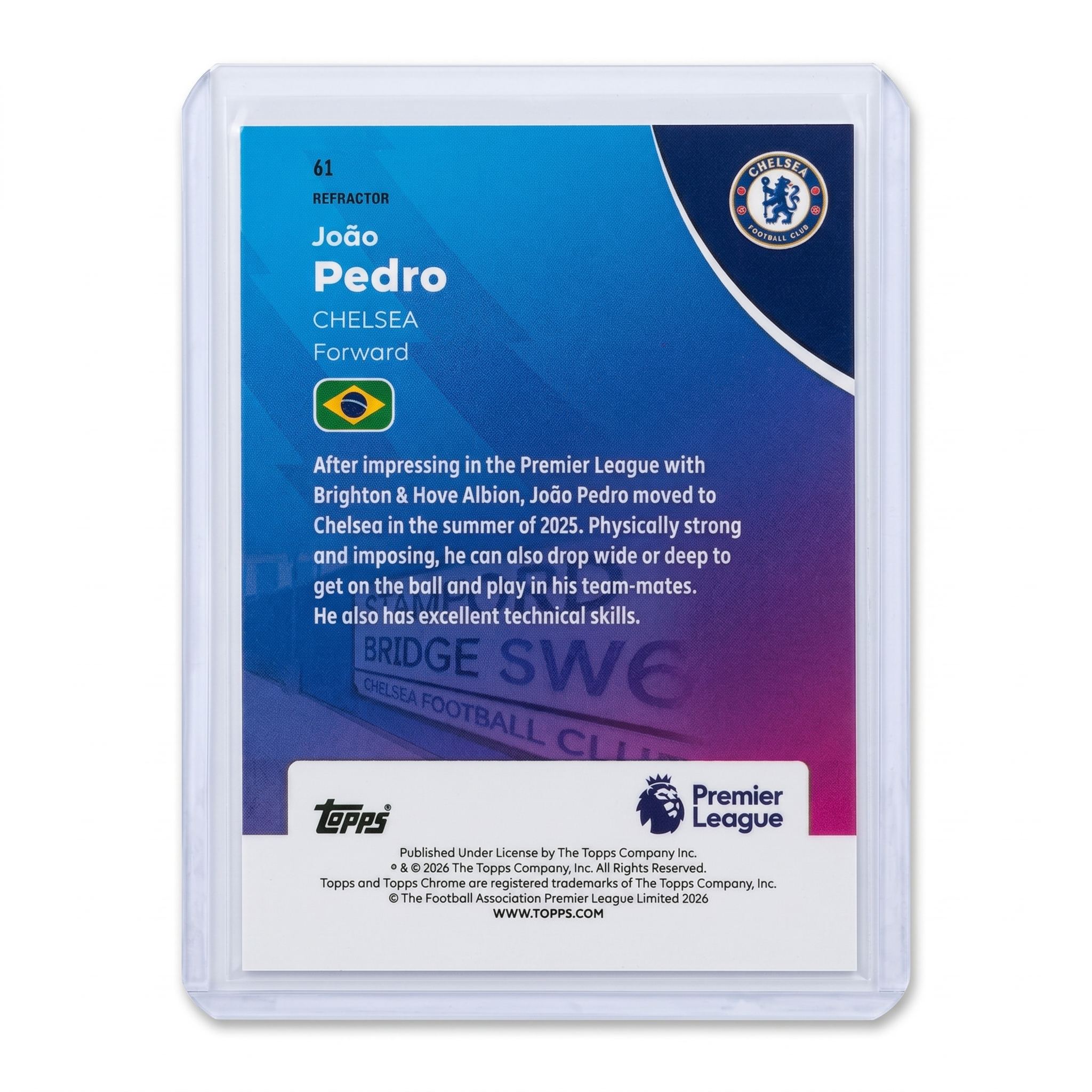 2025-26 Topps Chrome Premier League Joao Pedro Silver Refractor Chelsea