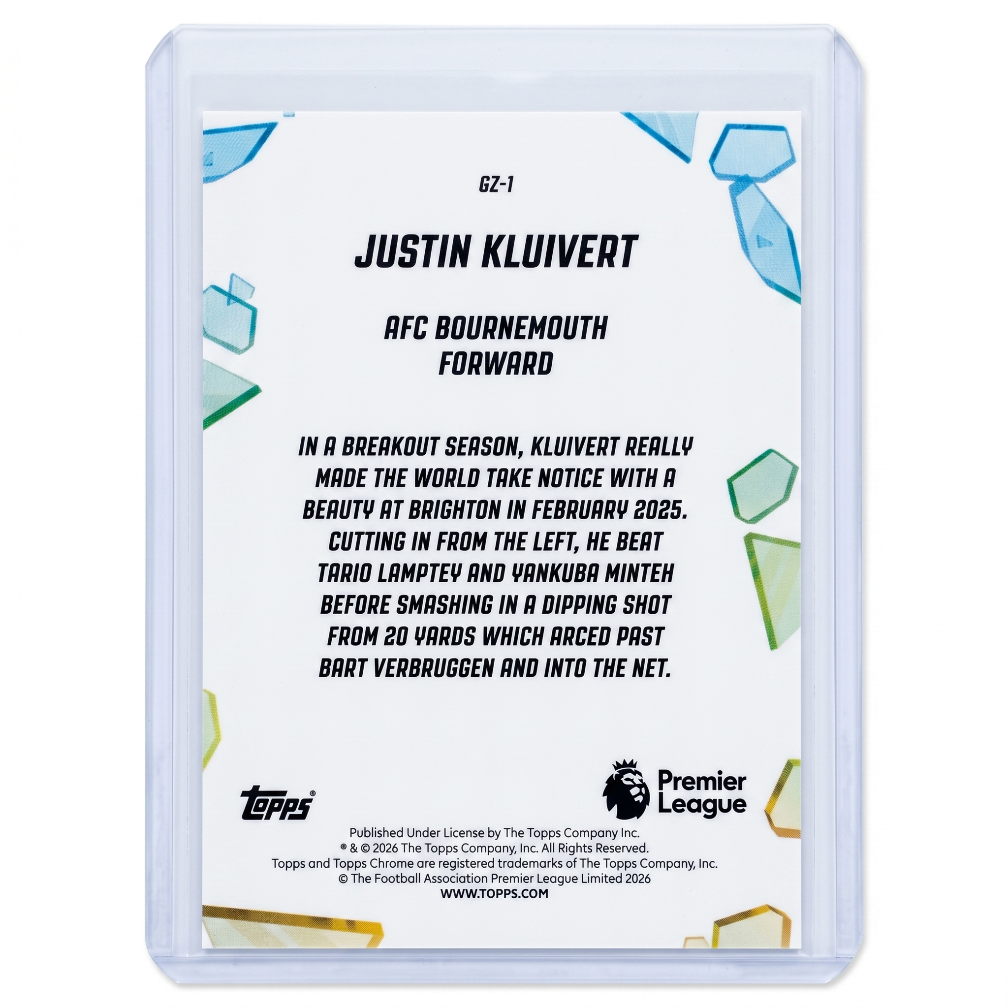 2025-26 Topps Chrome Premier League Justin Kluivert Golazo Orange 12/25 #GZ-1