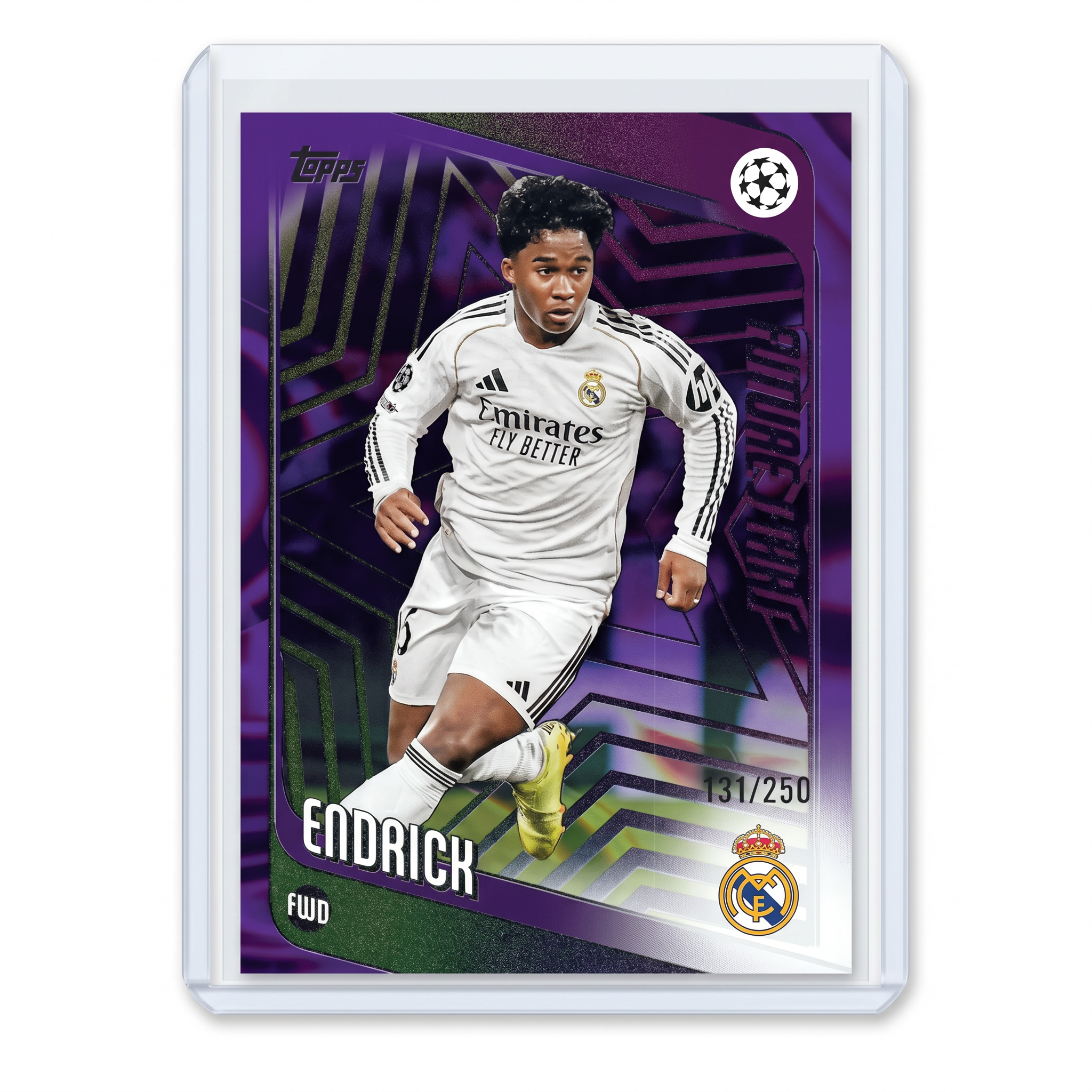 2025-26 Topps Flagship UEFA Club Competitions #86 Endrick Future Stars Purple 131/250