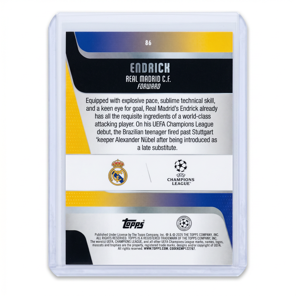 2025-26 Topps Flagship UEFA Club Competitions #86 Endrick Future Stars Purple 131/250