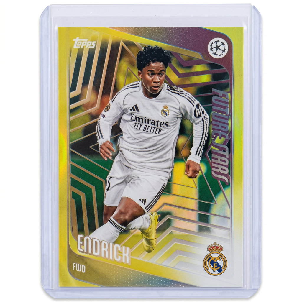 2025-26 Topps Flagship UEFA Club Competitions #86 Endrick Future Stars Yellow Parallel