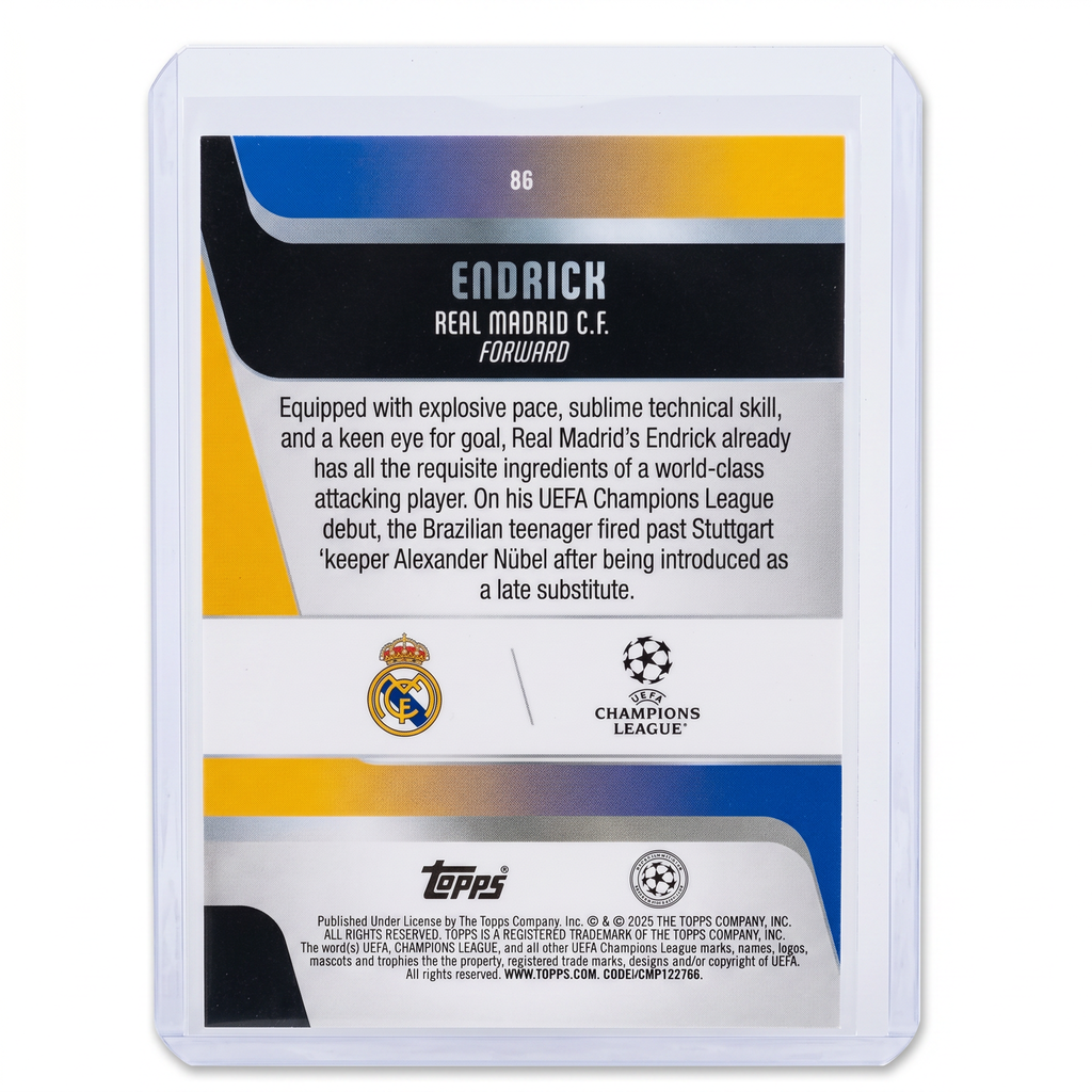 2025-26 Topps Flagship UEFA Club Competitions #86 Endrick Future Stars Yellow Parallel