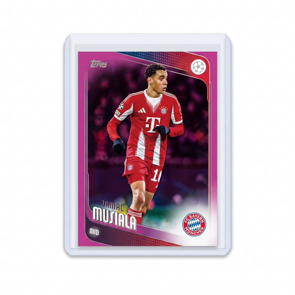 2025-26 Topps UEFA Champions League Jamal Musiala Pink Sparkle Parallel #130