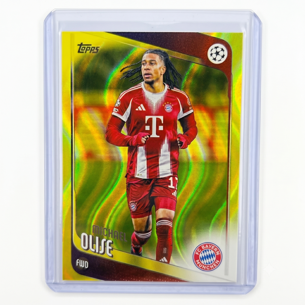 2025-26 Topps UEFA Champions League Michael Olise Yellow Raindrop Parallel  #4