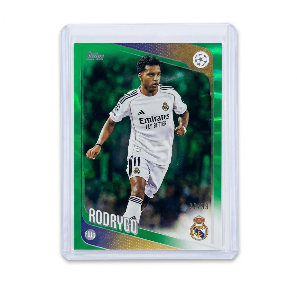 2025-26 Topps UEFA Flagship Rodrygo Real Madrid #102 Green Parallel 28/99