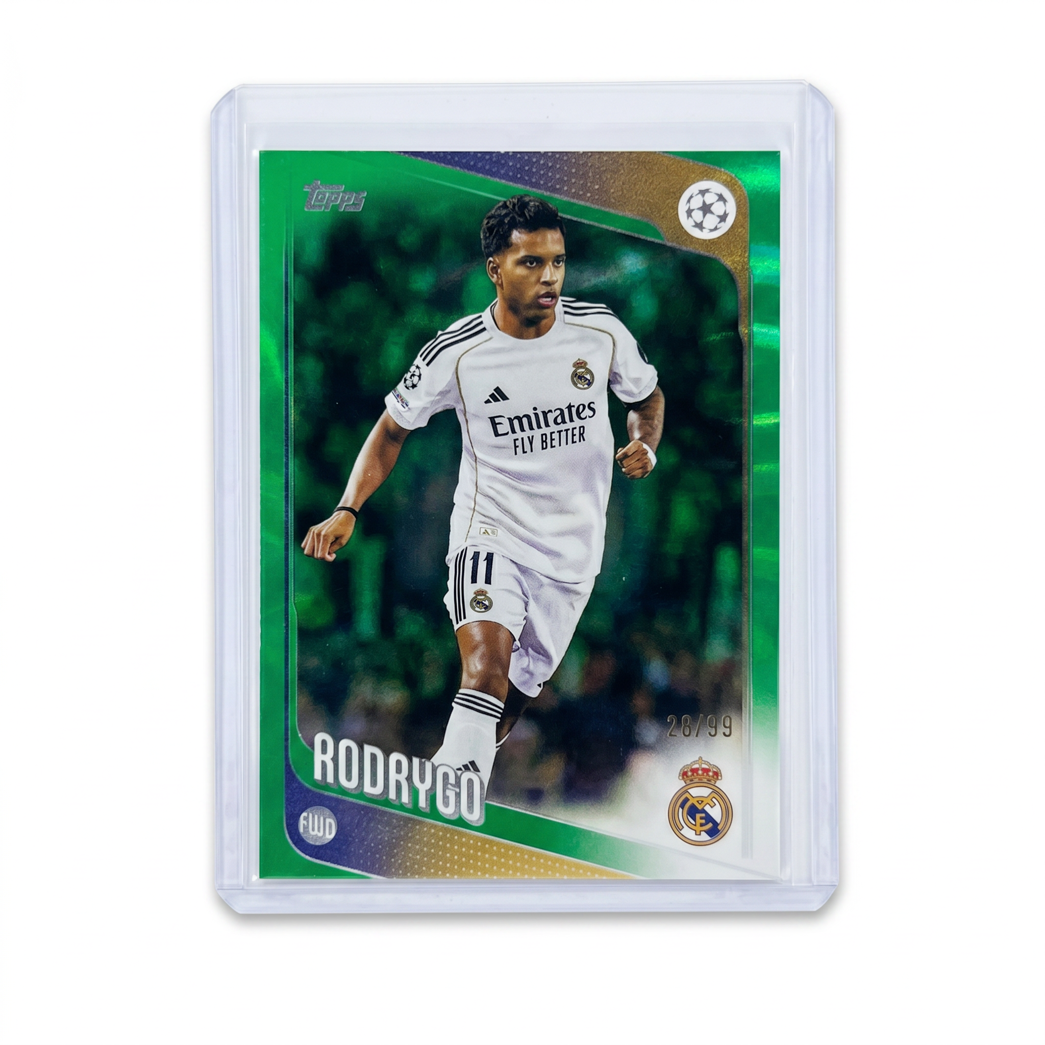 2025-26 Topps UEFA Flagship Rodrygo Real Madrid #102 Green Parallel 28/99