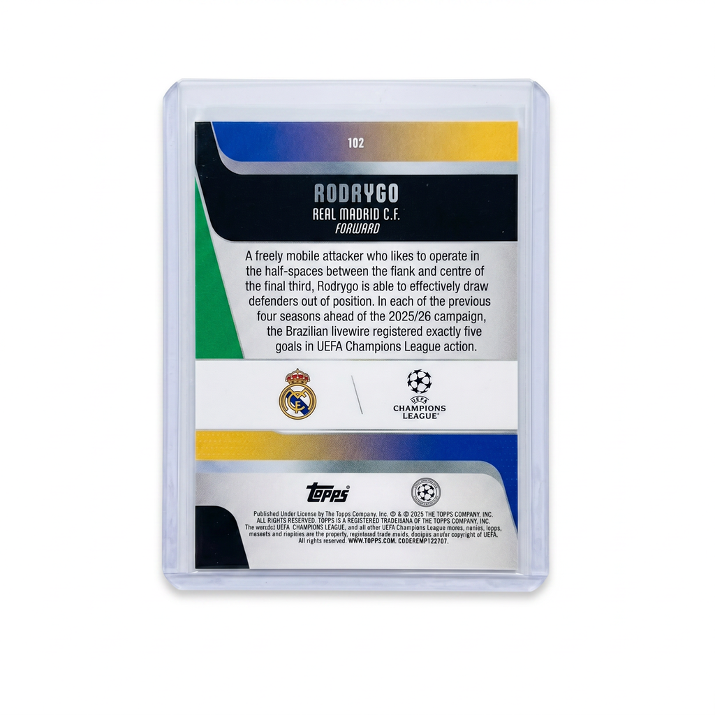 2025-26 Topps UEFA Flagship Rodrygo Real Madrid #102 Green Parallel 28/99