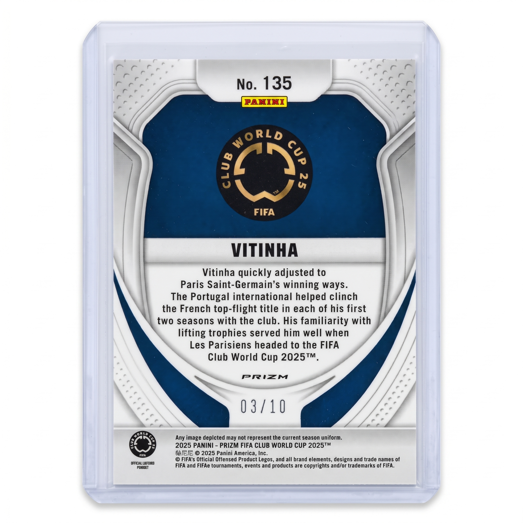 2025 PANINI PRIZM FIFA CLUB WORLD CUP VITINHA GOLD PULSAR 03/10 #135